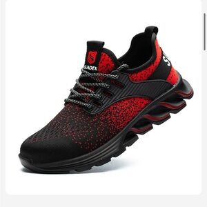 Men's Red and Black steel toe Athletic Shoes